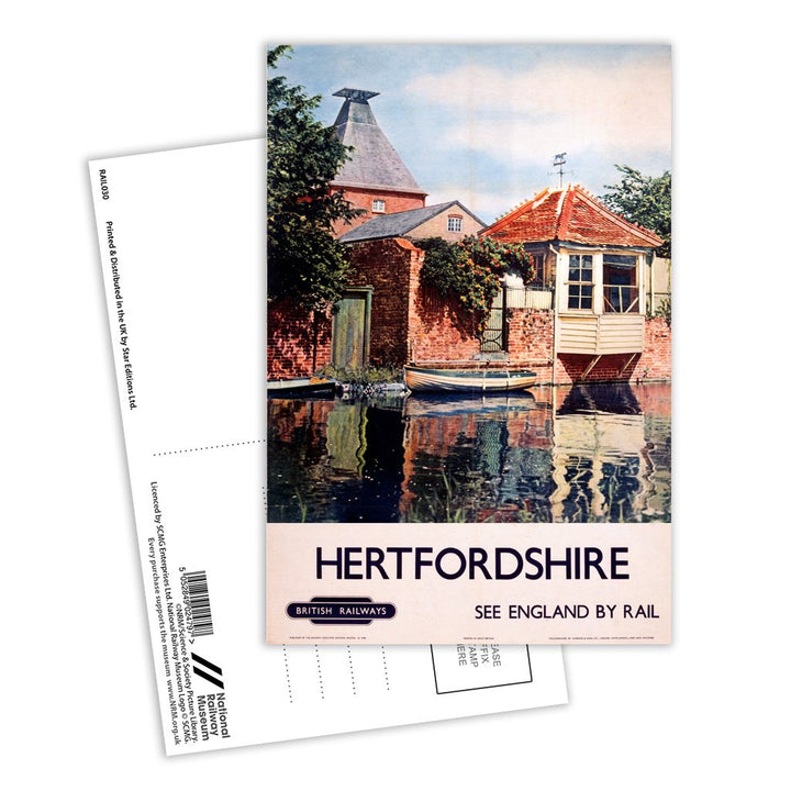 Hertfordshire - See England By Rail British Postcard Pack of 8