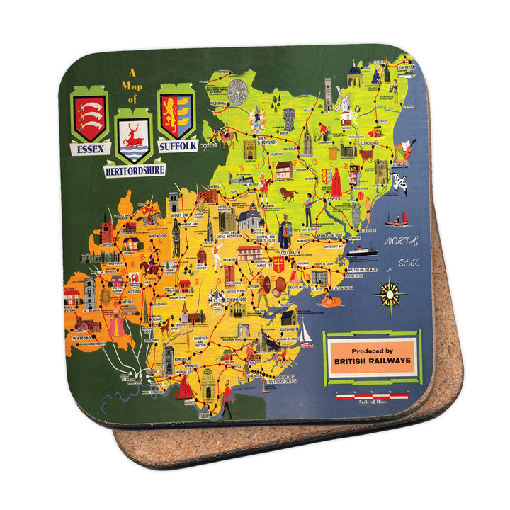 Essex Suffolk and Hertfordshire map - British Railways Coaster