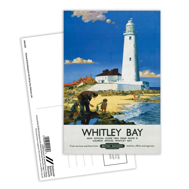 Whitley Bay - Family near White Lighthouse Postcard Pack of 8