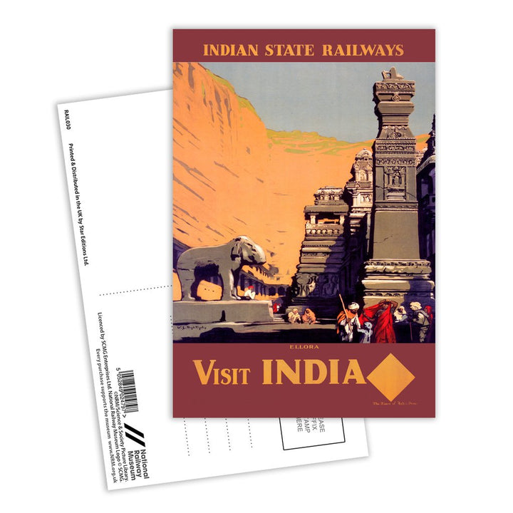Ellora - Visit India Indian State Railways Postcard Pack of 8