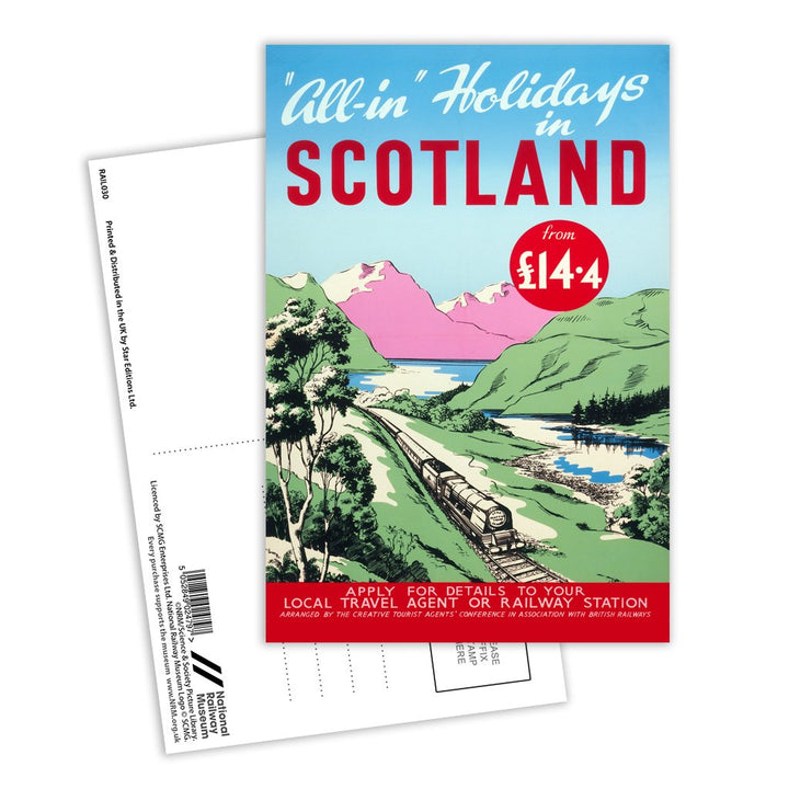 All-in holidays In Scotland Postcard Pack of 8
