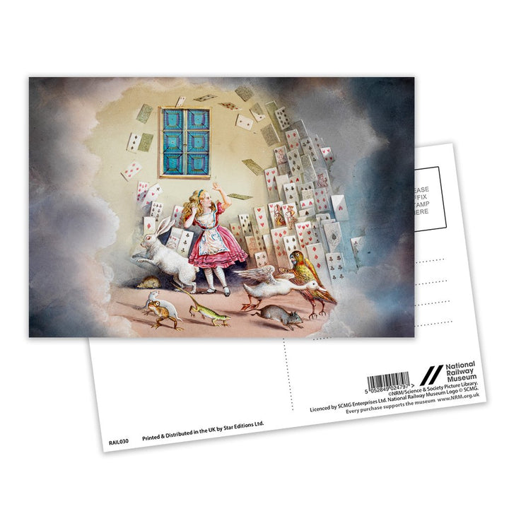 Alice in Wonderland - Cards Falling Postcard Pack of 8