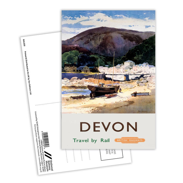 Devon - Boat on the beach Postcard Pack of 8