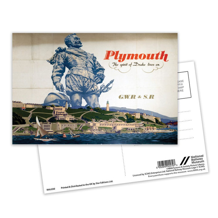 Plymouth Spirit of Drake Lives on - GWR and Southern Rail Postcard Pack of 8