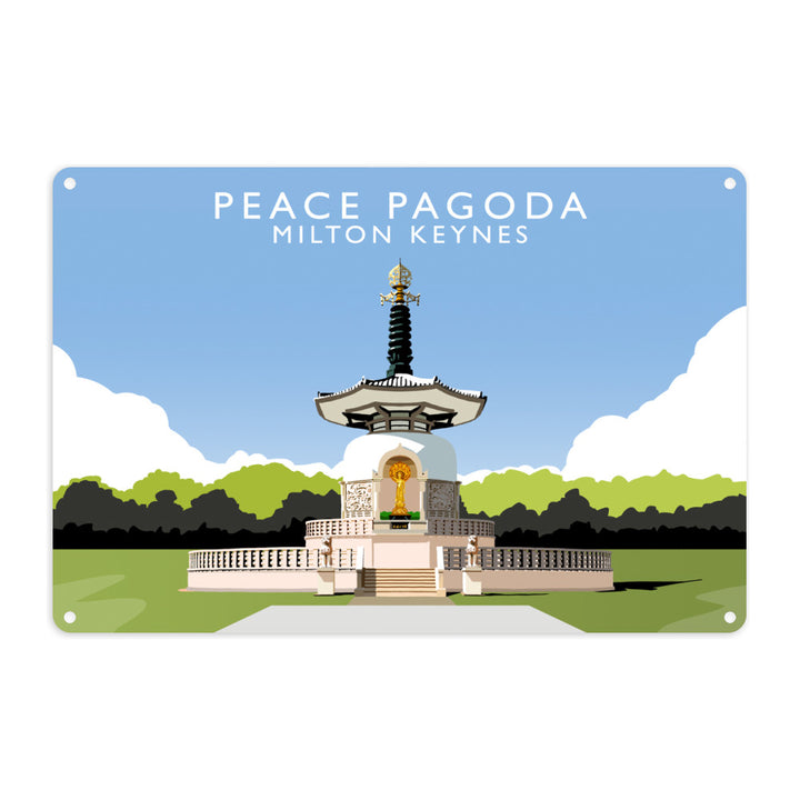 Peace Pagoda, Milton Keynes Metal Sign