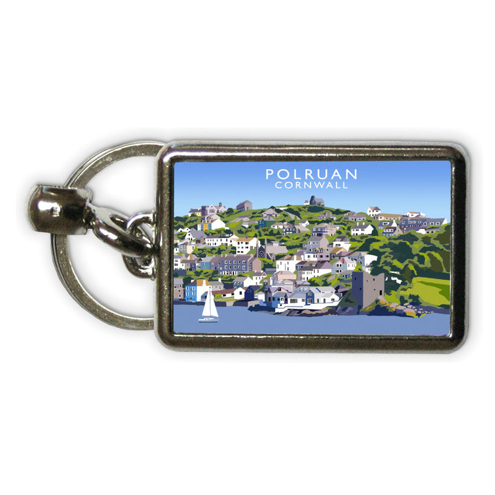 Polruan, Cornwall Metal Keyring