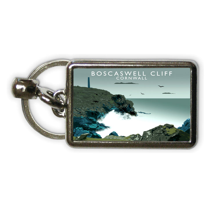 Boascaswell Cliff, Cornwall Metal Keyring
