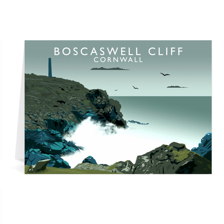 Boascaswell Cliff, Cornwall Greeting Card 7x5