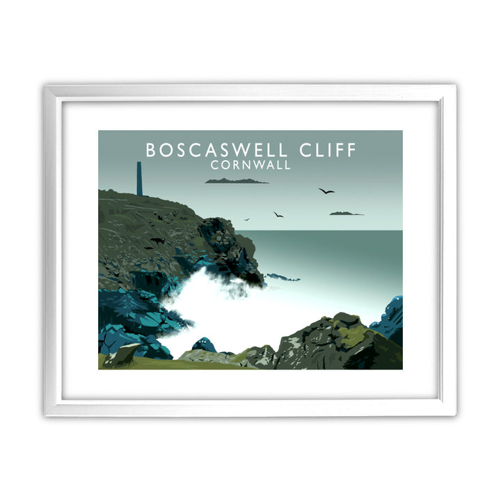 Boascaswell Cliff, Cornwall 11x14 Framed Print (White)
