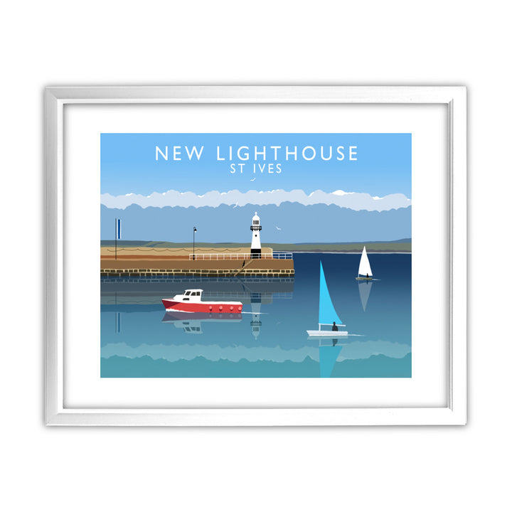 New Lighthouse, St Ives 11x14 Framed Print (White)