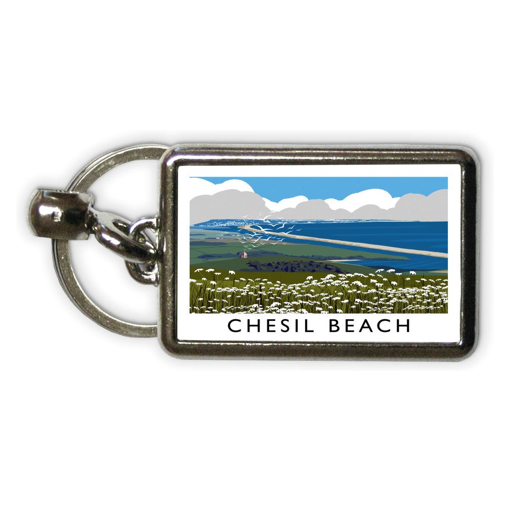 Chesil Beach, Dorset Metal Keyring
