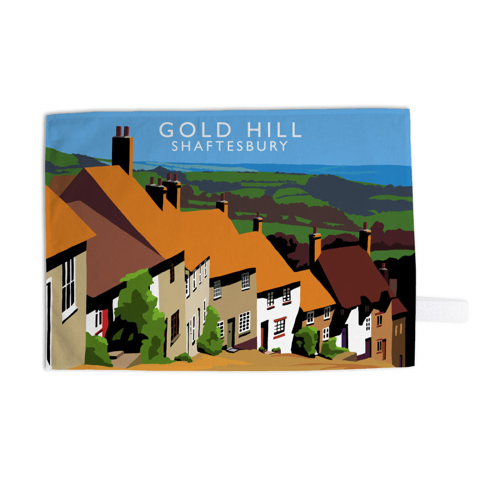 Gold Hill, Shaftesbury, Dorset Tea Towel
