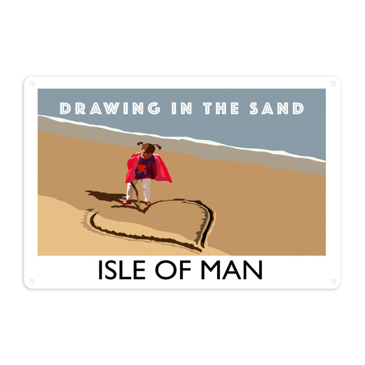 Drawing In The Sand, Isle of Man Metal Sign