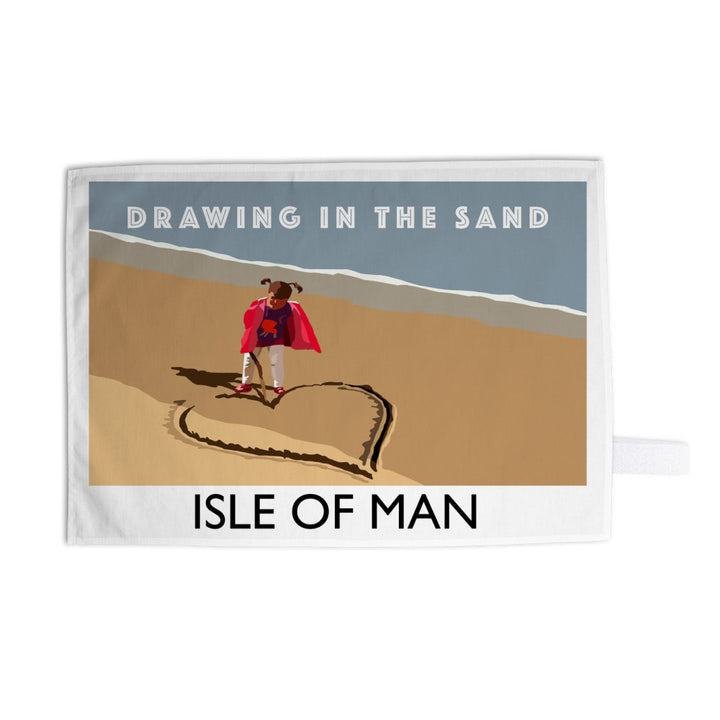 Drawing In The Sand, Isle of Man Tea Towel