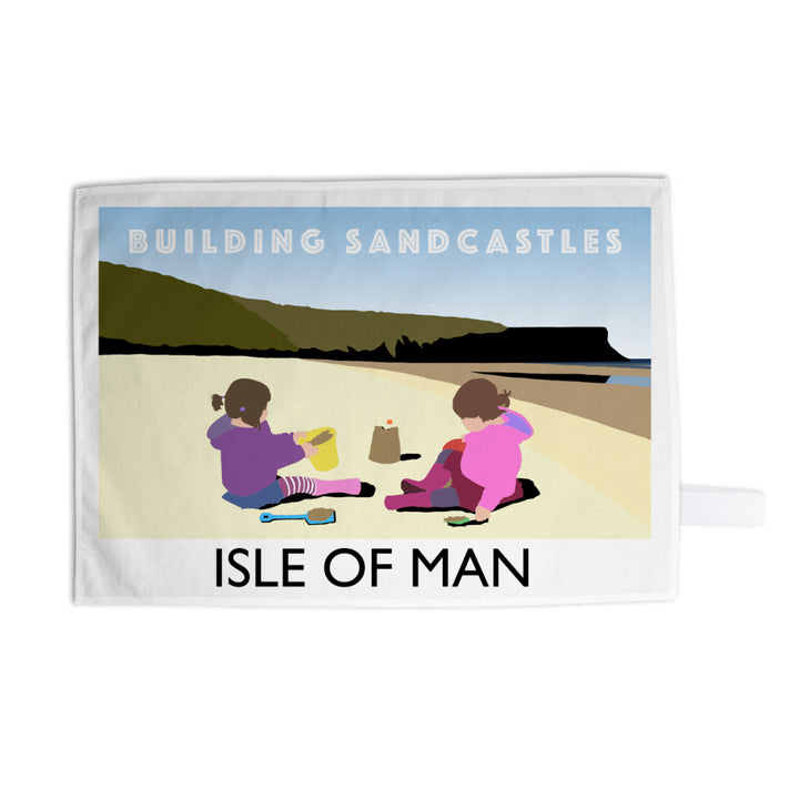 Building Sandcastles, Isle of Man Tea Towel