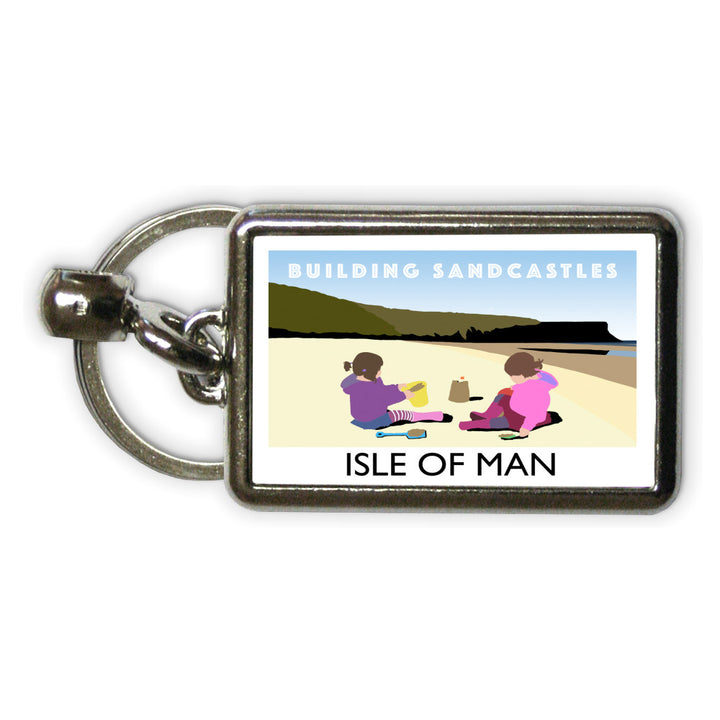 Building Sandcastles, Isle of Man Metal Keyring