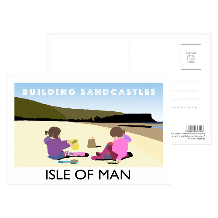 Building Sandcastles, Isle of Man Postcard Pack