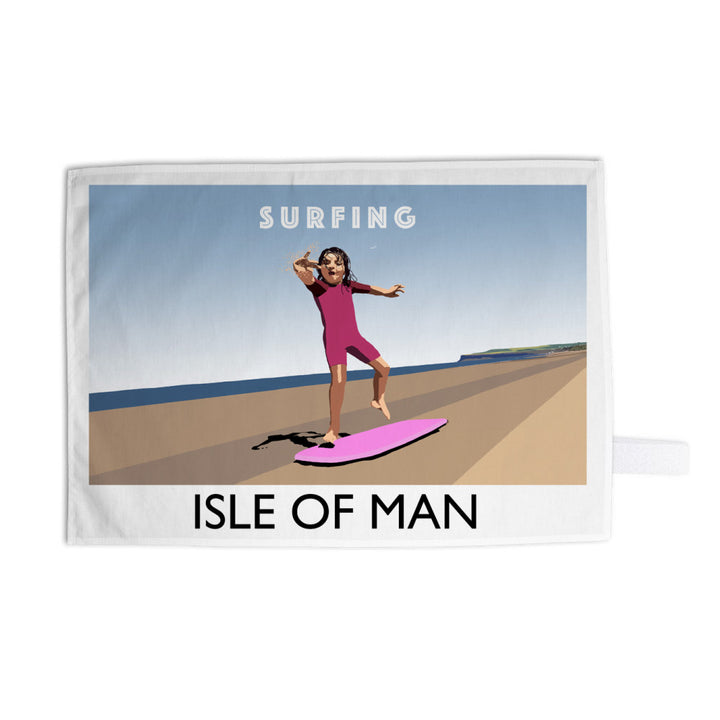 Surfing, Isle of Man Tea Towel