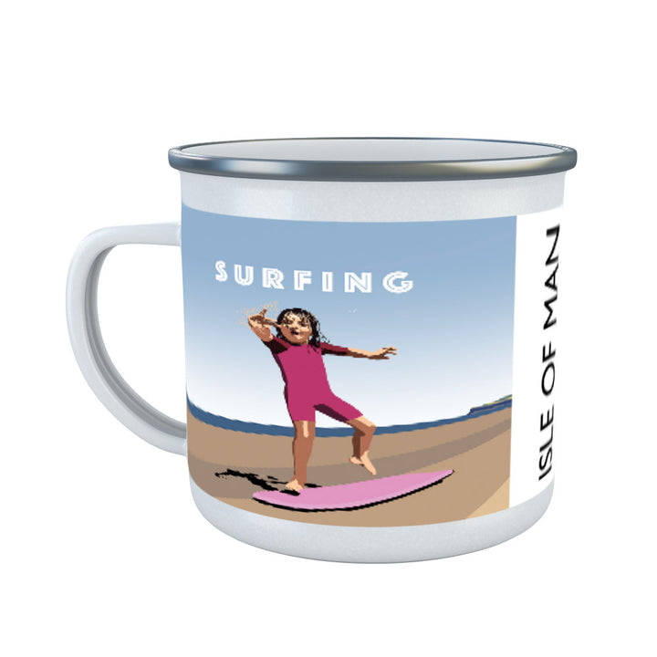 Surfing, Isle of Man Enamel Mug