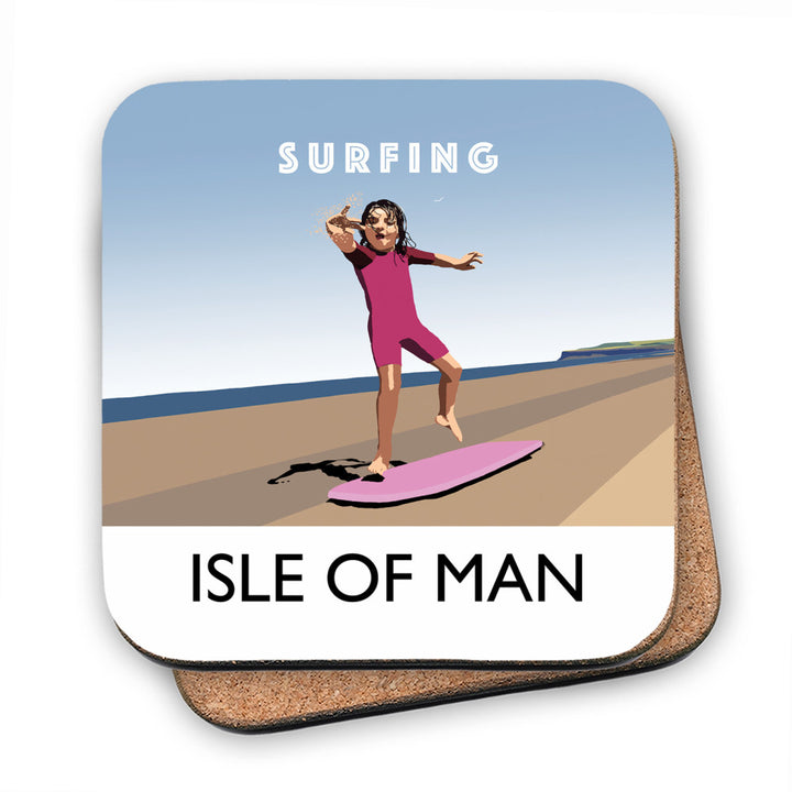 Surfing, Isle of Man MDF Coaster