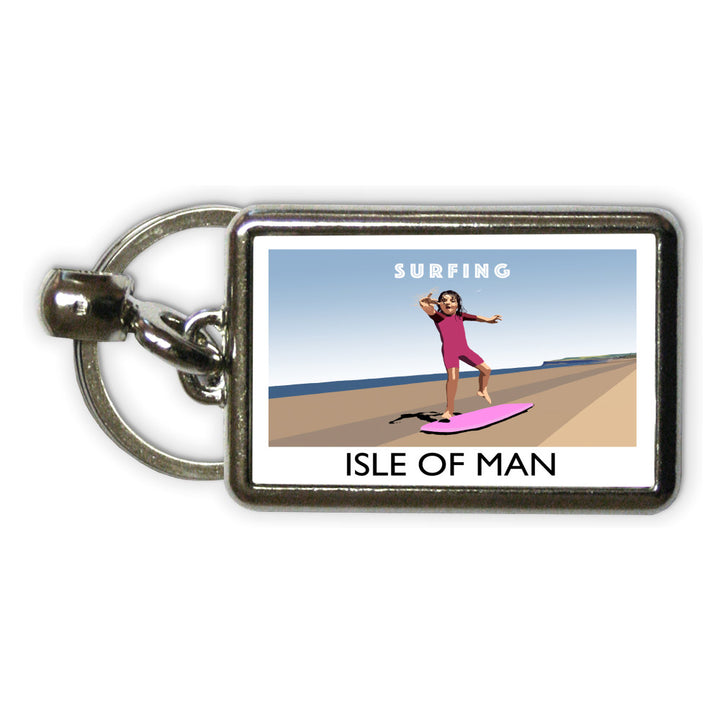 Surfing, Isle of Man Metal Keyring
