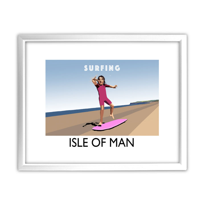 Surfing, Isle of Man 11x14 Framed Print (White)