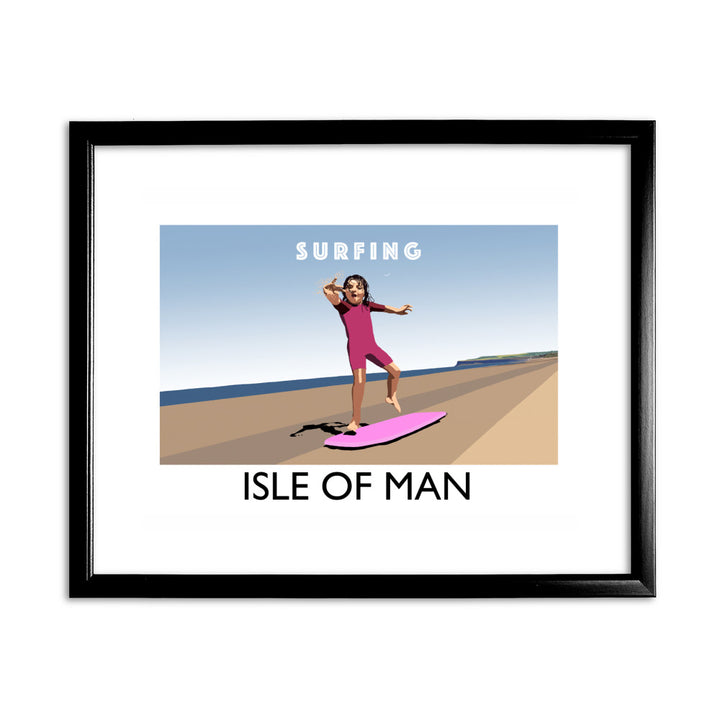 Surfing, Isle of Man 11x14 Framed Print (Black)