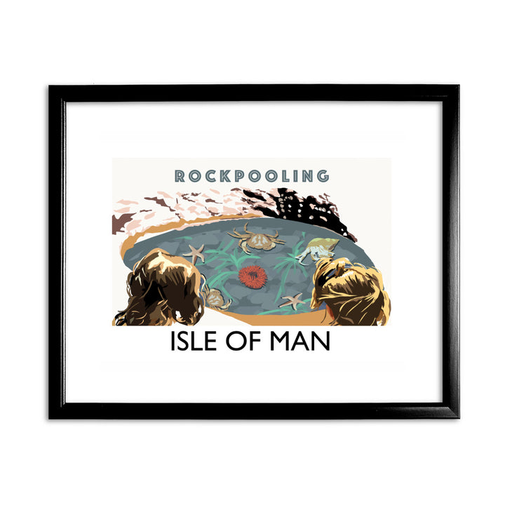 Rockpooling, Isle of Man 11x14 Framed Print (Black)
