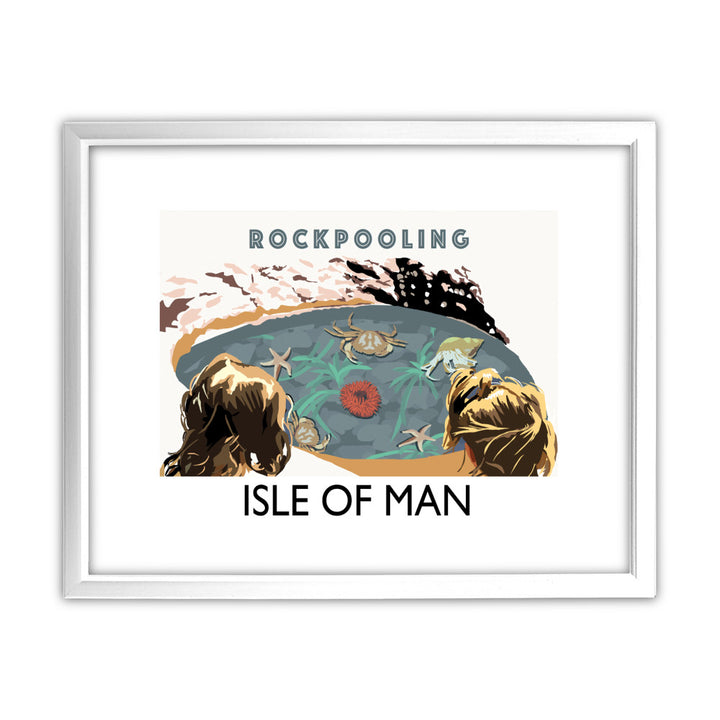 Rockpooling, Isle of Man 11x14 Framed Print (White)