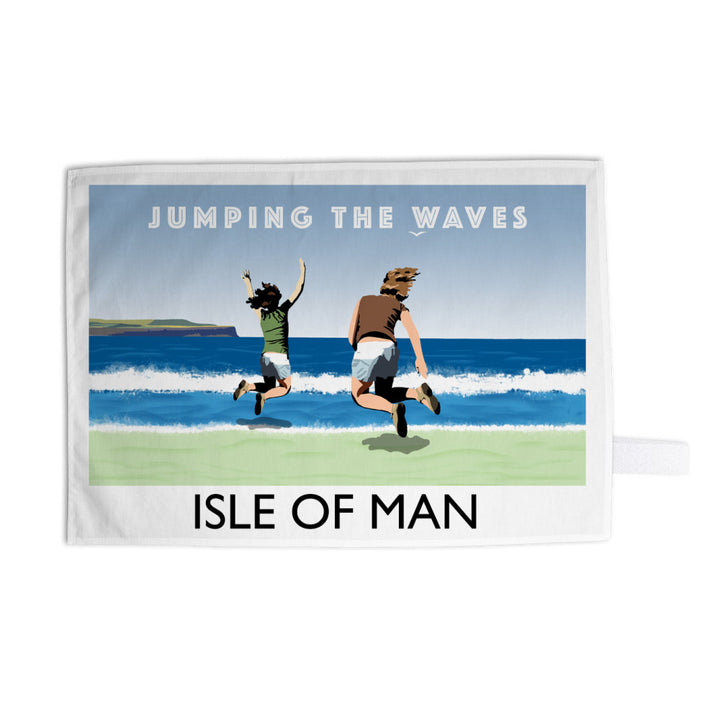 Jumping The Waves, Isle of Man Tea Towel
