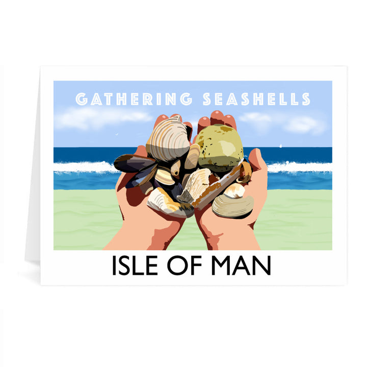 Gathering Seashells, Isle of Man Greeting Card 7x5