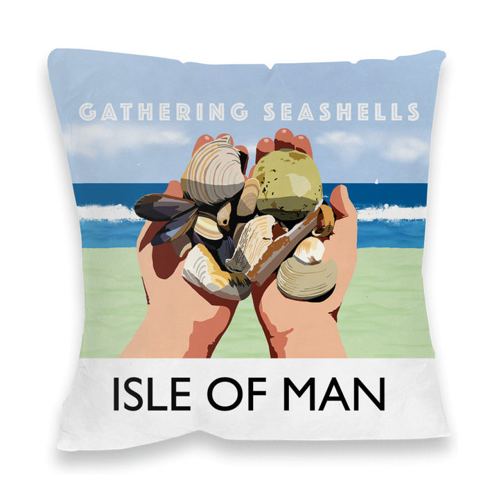 Gathering Seashells, Isle of Man Fibre Filled Cushion
