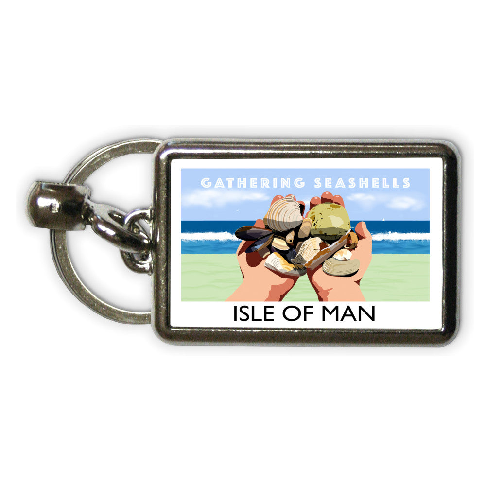 Gathering Seashells, Isle of Man Metal Keyring