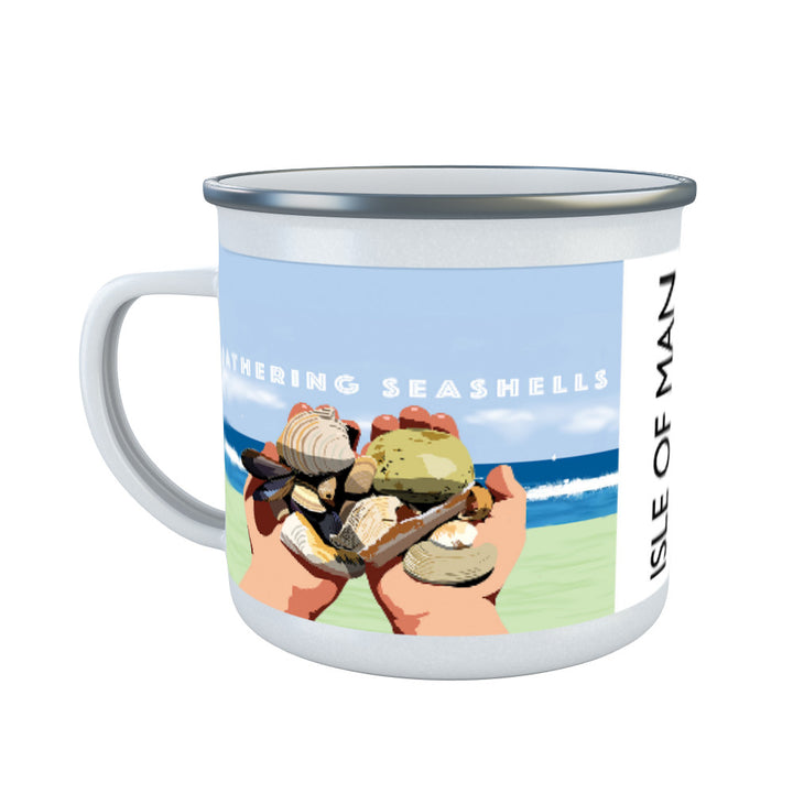 Gathering Seashells, Isle of Man Enamel Mug