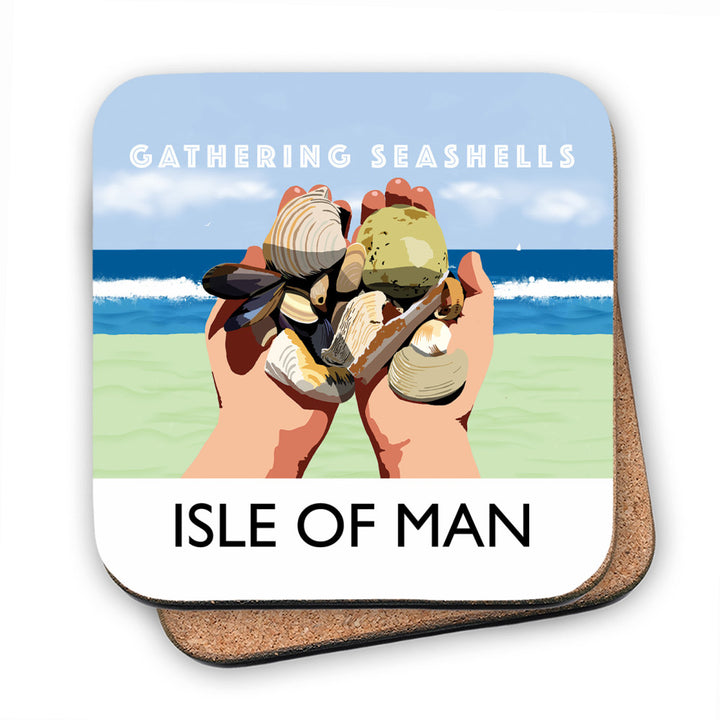 Gathering Seashells, Isle of Man MDF Coaster