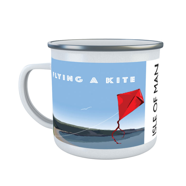 Flying A Kite, Isle of Man Enamel Mug