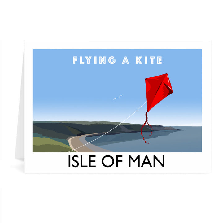 Flying A Kite, Isle of Man Greeting Card 7x5