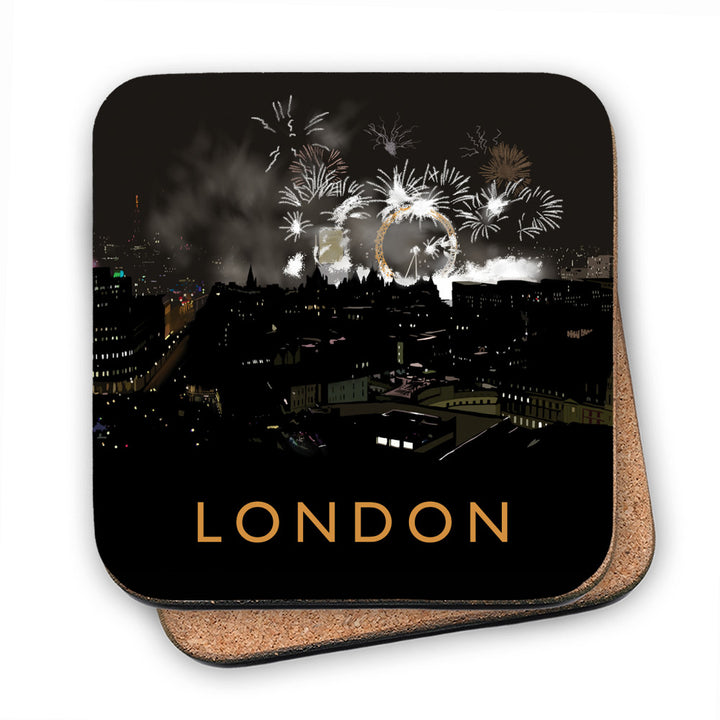 London at night MDF Coaster