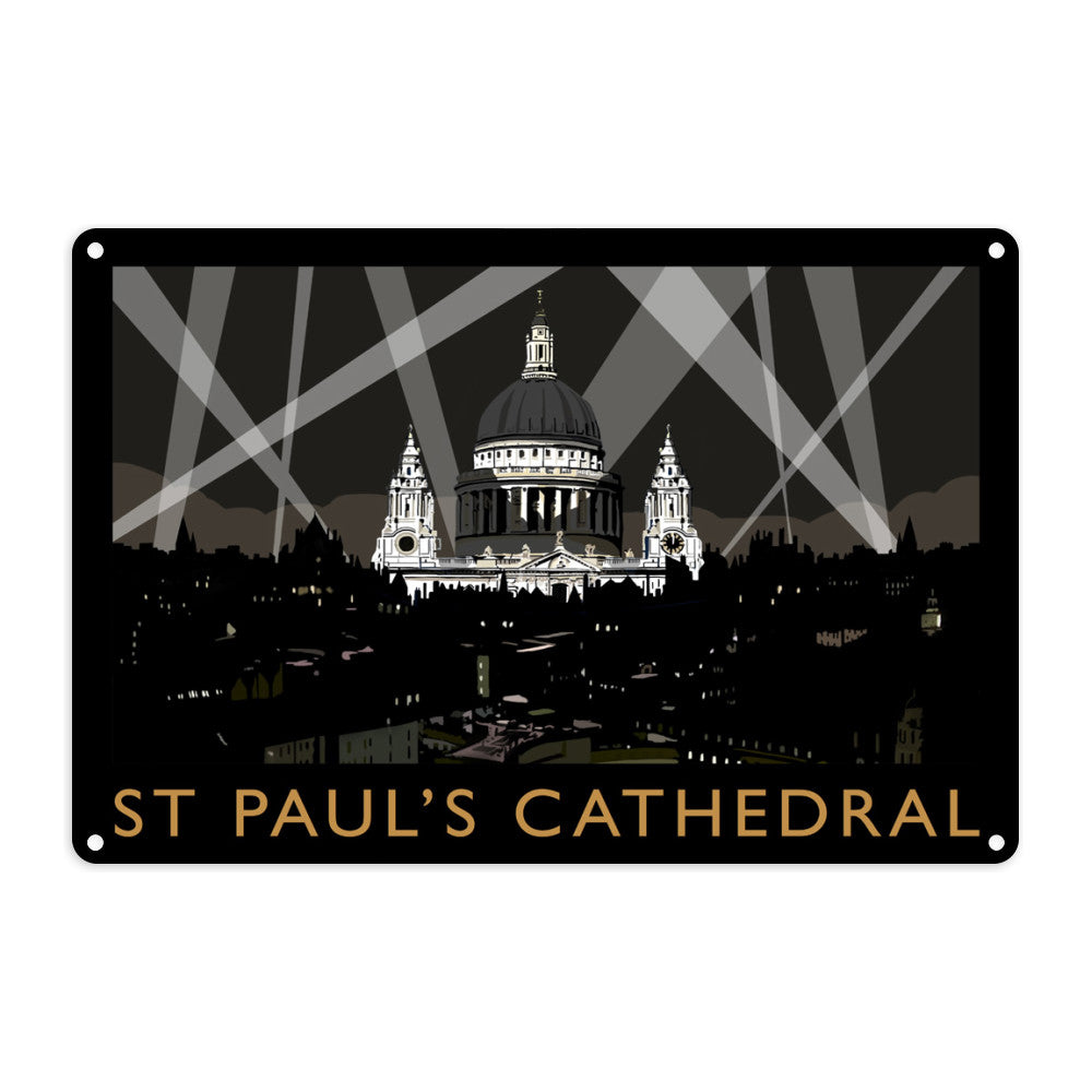 St Pauls Cathedral at Night, London Metal Sign