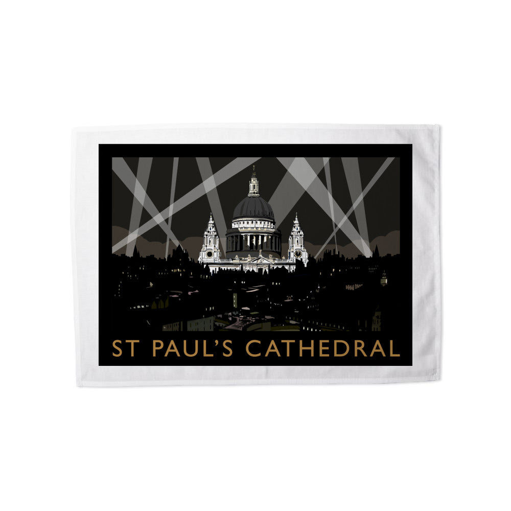 St Pauls Cathedral at Night, London Tea Towel