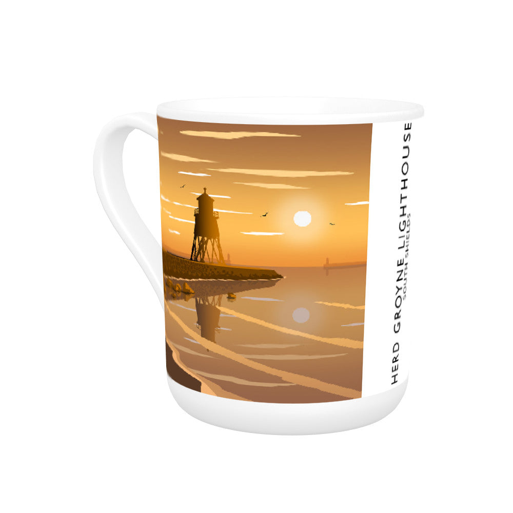 Herd Groyne Lighthouse, South Shields Bone China Mug
