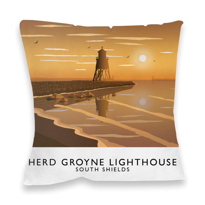 Herd Groyne Lighthouse, South Shields Fibre Filled Cushion