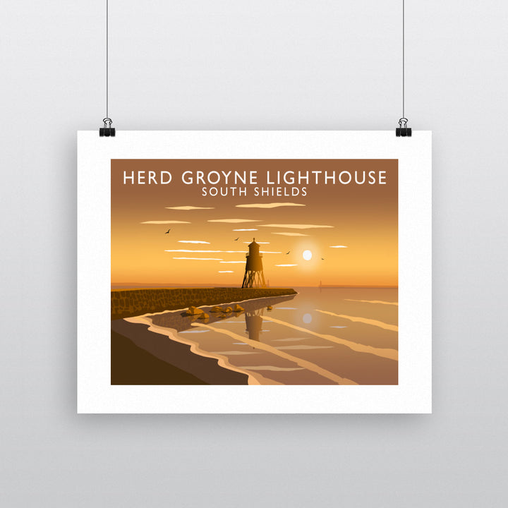 Herd Groyne Lighthouse, South Shields 90x120cm Fine Art Print
