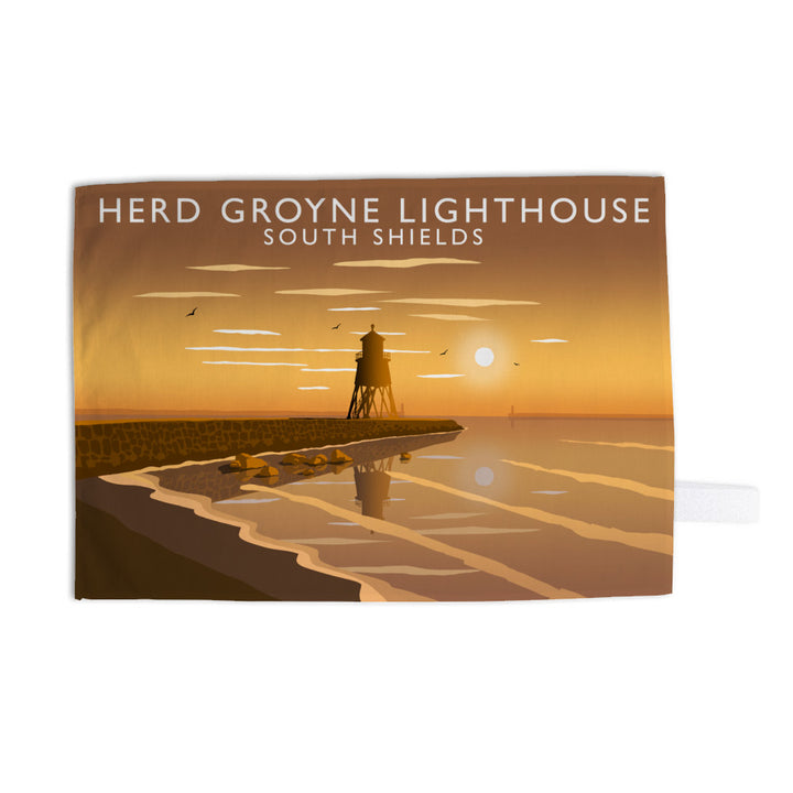 Herd Groyne Lighthouse, South Shields Tea Towel