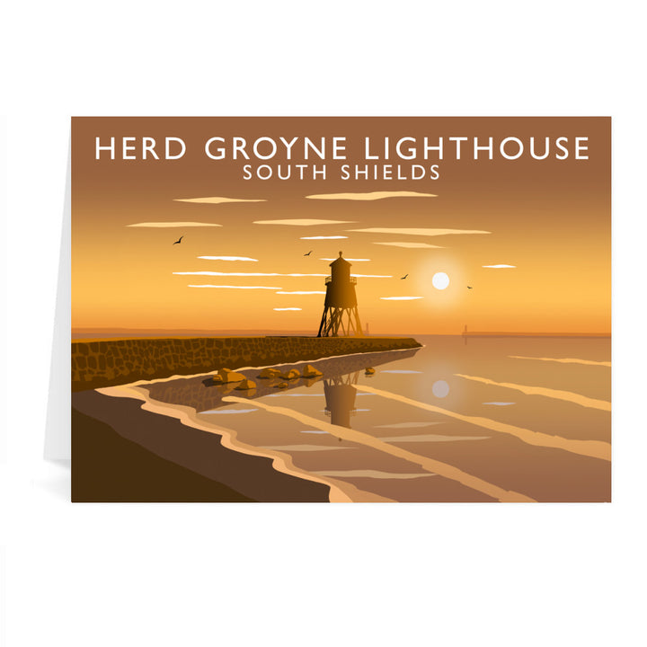 Herd Groyne Lighthouse, South Shields Greeting Card 7x5