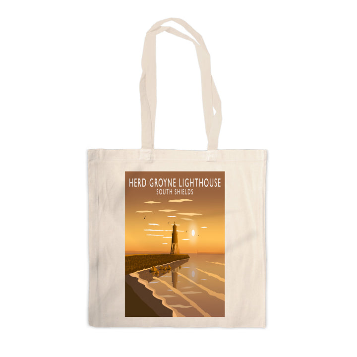 Herd Groyne Lighthouse, South Shields Canvas Tote Bag
