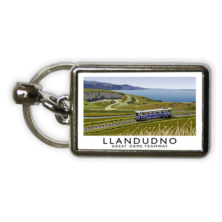 Llandudno, Great Orme Tramway, Wales Metal Keyring