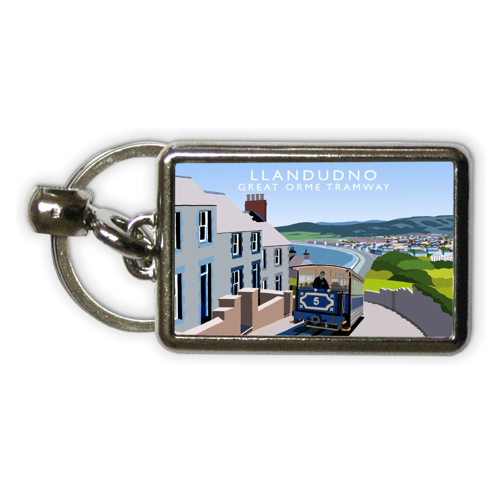 Llandudno, Great Orme Tramway, Wales Metal Keyring