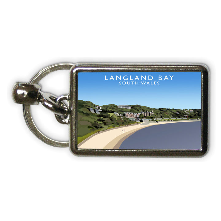 Langland Bay, South Wales Metal Keyring