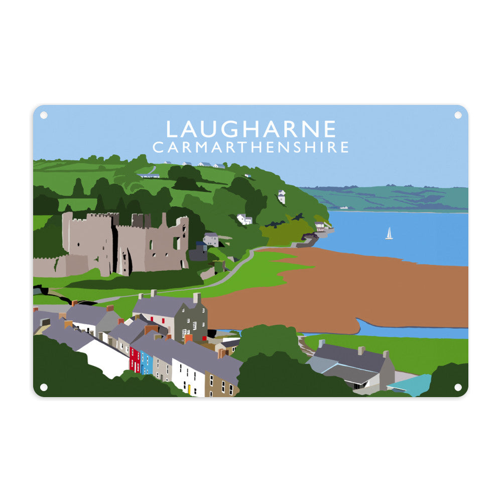 Laugharne, Carmarthenshire, Wales Metal Sign